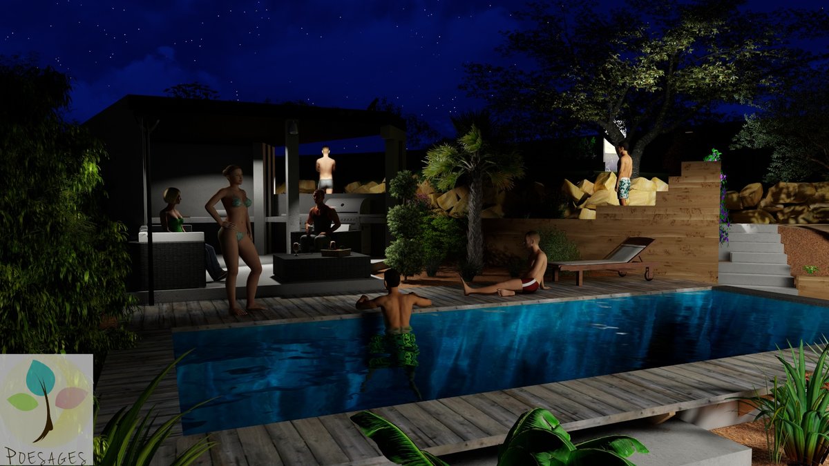 Vue de nuit du projet avec éclairage