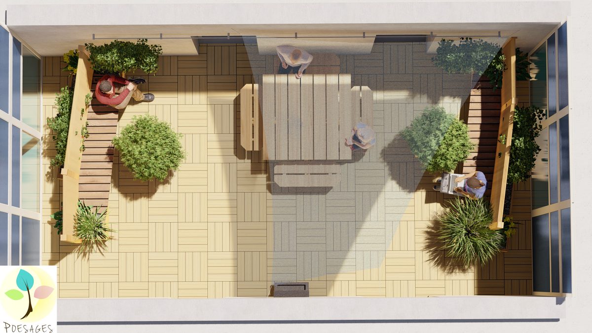 Le dessin de l’aménagement, avec du mobilier sur mesure